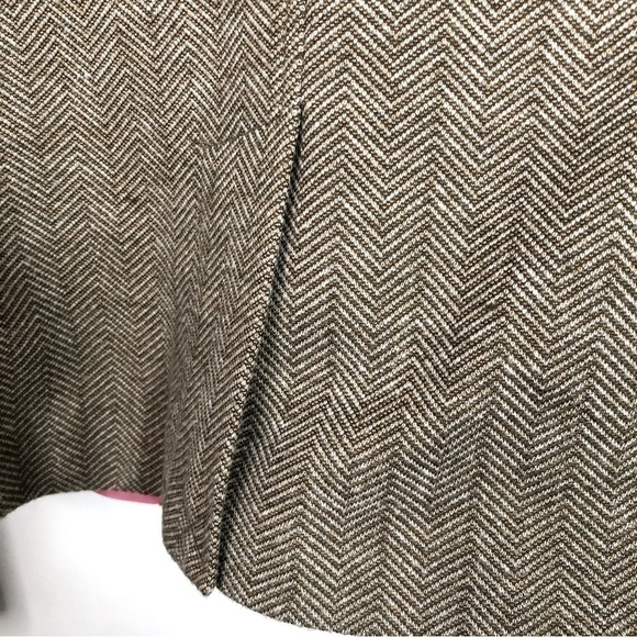 Isaac Mizrahi for Target Brown Herringbone Blazer suede collar and elbow size 14 - Picture 7 of 13